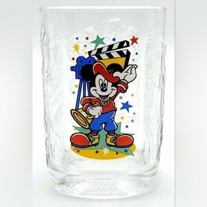 McDonalds Mickey Mouse Disney Studios Square Drinking Glass 2000 Epcot Center